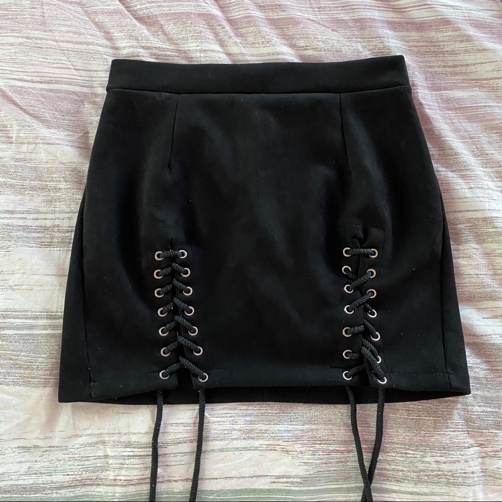 Black Faux Suede Mini Skirt